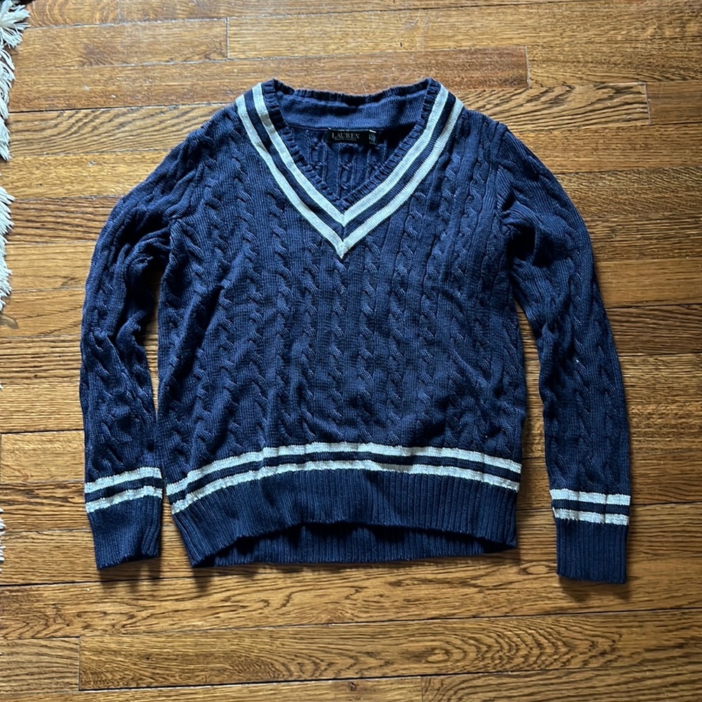 RALPH LAUREN SWEATER, SIZE L (shrunk in wash so probably medium size)